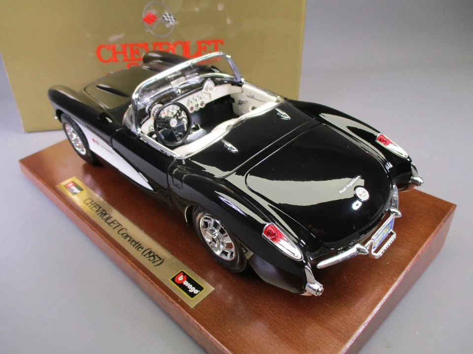 AX254 BURAGO 1/18 1:18 CHEVROLET CORVETTE CABRIOLET 1957 REF 3534 NOIRE - Photo 4/4