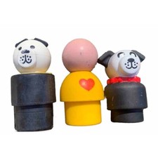 Vintage Fisher Price Jumbo Chunky Little People Lot Of 3 1984 People & Dogs
