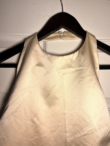 Zara Womens Evening Dress Medium NWT Back Out Halter Gold Tone Mini Lined - Picture 10 of 15