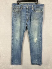 Levi's Mens 502  Jeans 36x32  Blue Denim Taper Fit Distressed Mid Rise