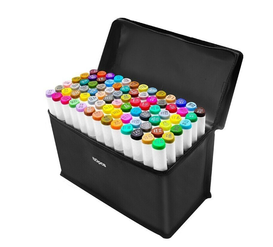Feutres coloriage double pointe encre alcool 80 couleurs séchage rapide