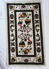 Vintage Linen NOS Kitchen Towel Colonial/Scandi Print 28 x16