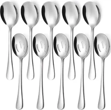 Serving Spoon and Slotted Serving Spoon Set , 5 pieces each set of 10