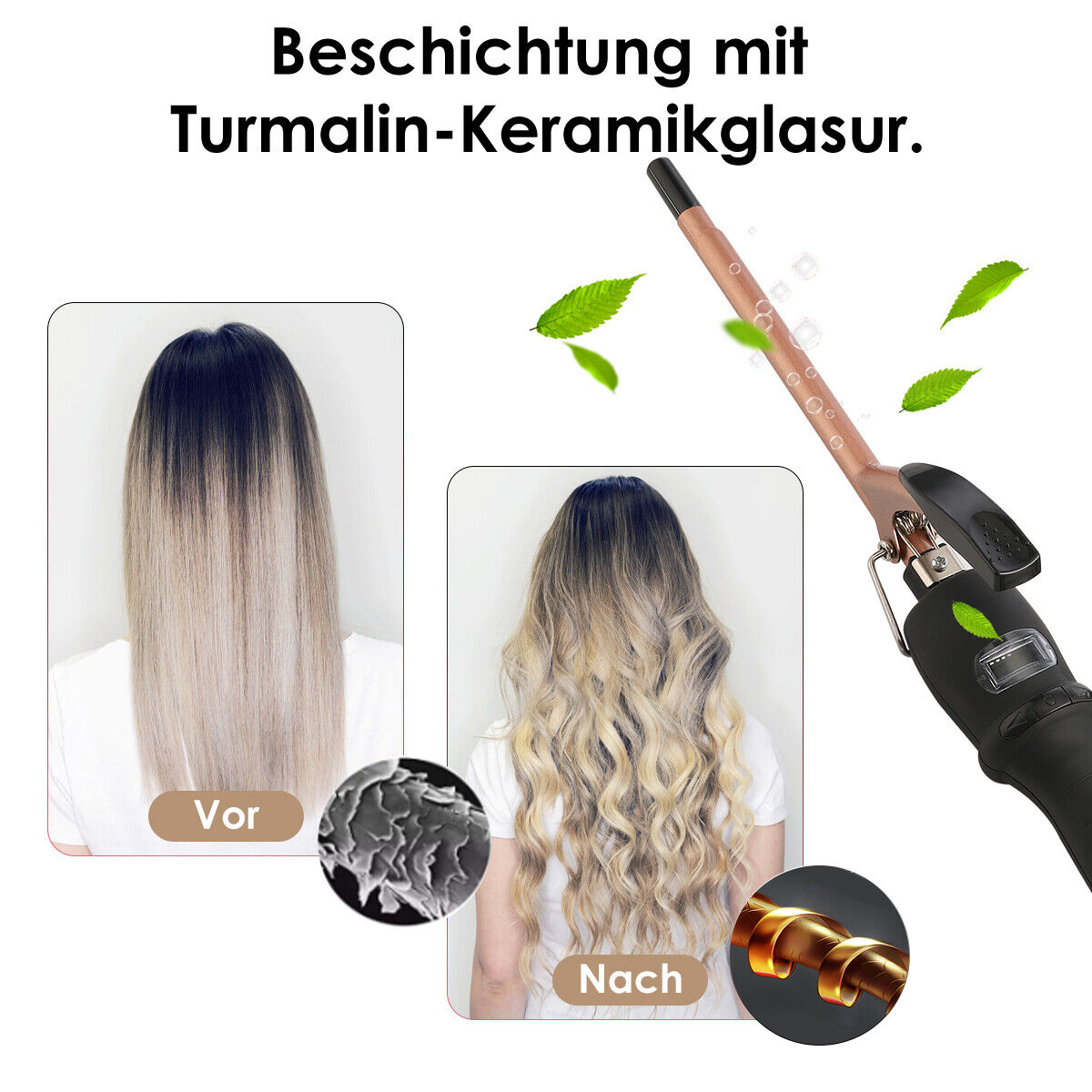 Profi Lockenstab 9mm LCD-Display Lockenwickler Keramik Lockenstab Kleine Locken