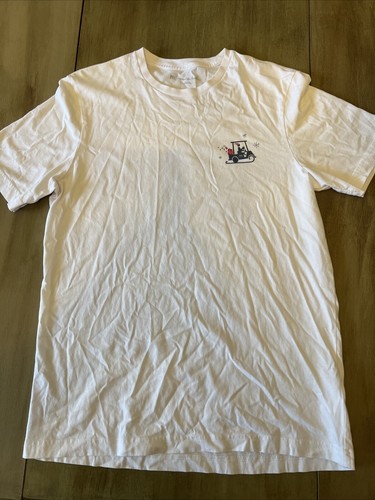 Travis Mathew Christmas Men’s White Tshirt Size Large Golf cart