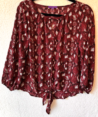 West Kei Blouse Size XS Maroon Twist Front Maroon Top Career