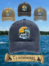 NEW!!  FISHING BASEBALL CAP ALL CLOTH ADJUSTIBLE IN MULTIPLE COLORS ONE SIZE