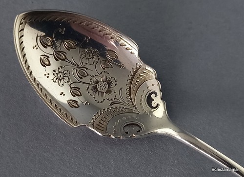 Par de cucharas victorianas para mermelada de plata de ley con estuche - Sheffield 1896 - Imagen 3 de 11