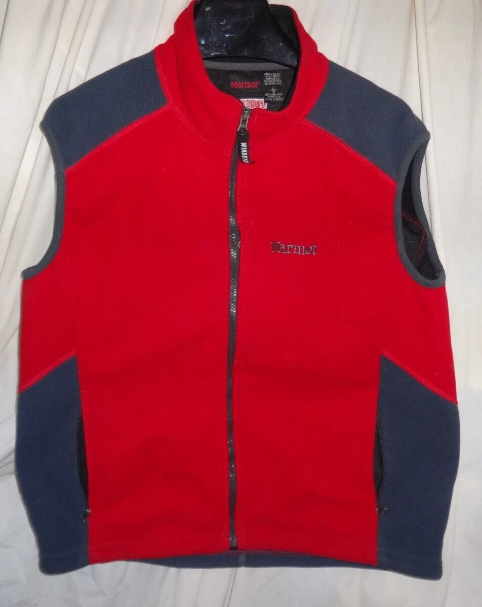Marmot Men's Full Zip Vest Windstopper Jacket Red Hiking Outdoors Size Large