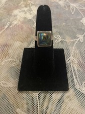 Vintage Sterling Silver .925 Square Abalone Ring Size 6 Thailand