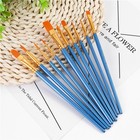 1 Set of 10pcs Paint Brushes Blue Pearl Paint Brushes Wooden Nylon Hair (Blue)