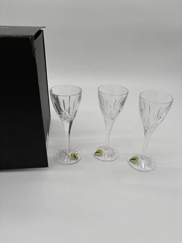 Marvelous Set 3 Vintage 6.5” Lismore Cordials Glass Waterford Ireland Crystal M