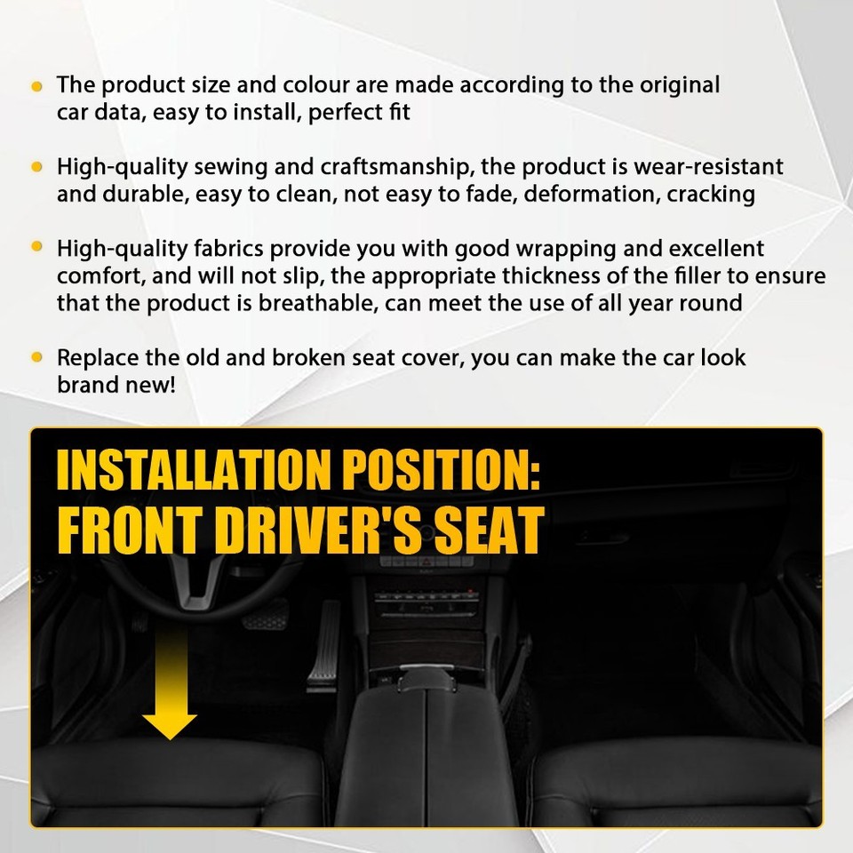 1-10X Driver Bottom Leather Seat Cover Black For Mercedes Benz E350