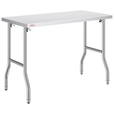 661lb Capacity 48x24in Stainless Steel Folding Worktable & Heavy-Duty