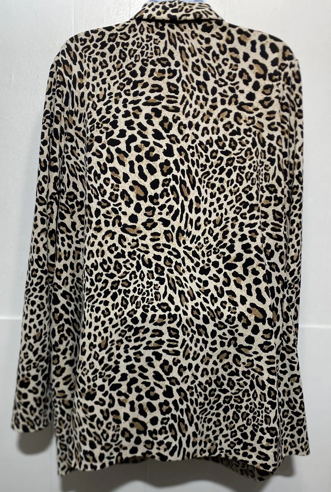 Blazer Susan Graver para mujer 1X estampado animal leopardo botón único elástico plus Foto 4 de 4