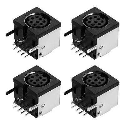4Pcs Connecteur DIN Femelle 8 Broches pour Châssis, Prise S-video Noir - Photo 1/4