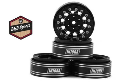 Injora YQW-1305BK - 1.3'' D-Slot Aluminum Micro Crawler Beadlock Wheels (27g ea)