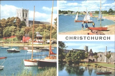 Vintage Christchurch Priory Quay Mudeford Hafen Postkarte 1973 John Hinde