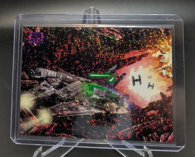 2025 Topps Star Wars Galaxy The Falcon On Crait Purple Speckle /125 #97