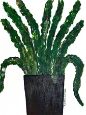 BOTANICAL WHIMSICAL 20X16 Leafy Plant Abstract Fine Art Home Interior Design