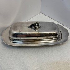 Vintage Oneida Silver Plated Butter Dish insert Vintage MCM 9” X 4 1/2” Flaw