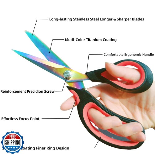 Scissors Multi-Purpose, 9.5" Sharp Sewing Scissors, Professional Heavy Duty T - Picture 4 of 5
