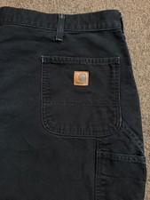 Carhartt Men's Black Canvas Durable Work Pants Utility Pockets Workwear