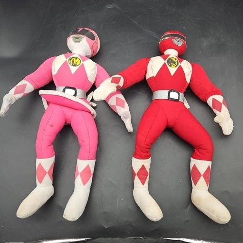 Set Of 2 Vintage Power Rangers Plush Pink Red 1994 Ace Saban