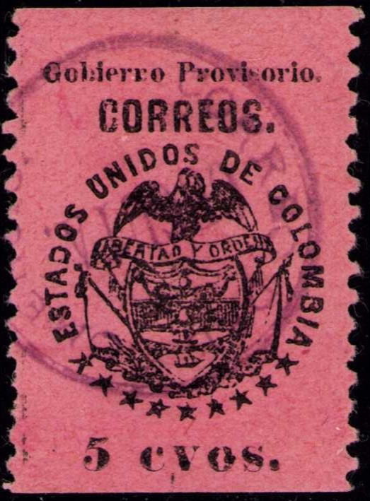 COLOMBIA - CUCUTA - 5c USED STAMP W/ PRINTING VARIETY - Sc 177 - 1900 RRR