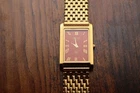 Seiko Slim Quartz Men Red Dial Gold Dress Vintage Watch