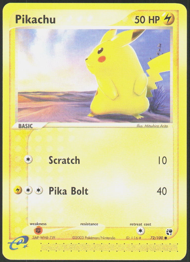 Pikachu 72/100 Common EX Sandstorm LP Pokemon