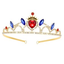 Princess Crown Red Blue Crystal Heart Crown Queen of Hearts Evie Red & Blue-1
