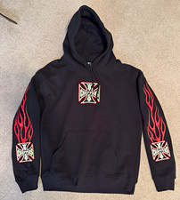 West Coast Choppers Black Pullover Hoodie Men's M Fleece Flame Logo Graphic