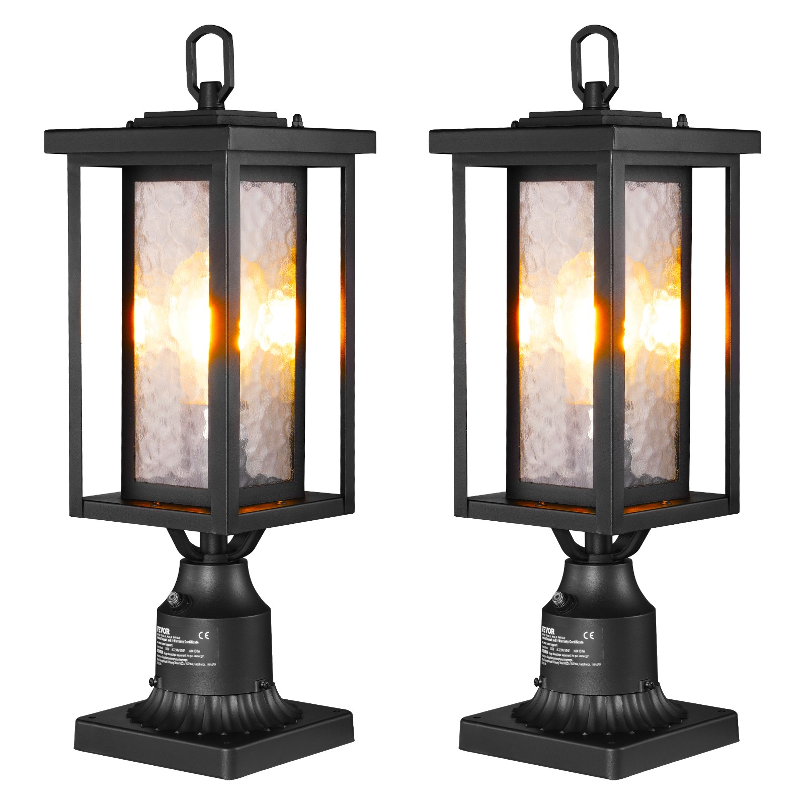 Lot de 2 bornes lumineuses E27 de 45 cm pour balisage d'allée et éclairage de jardin en acier noir