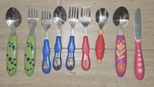  Assorted Baby Stainless Forks & Spoons Children's Utensil Lot Of  9
