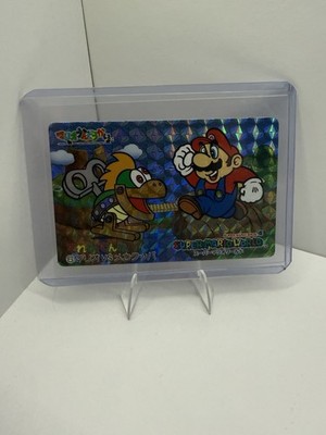 Super Mario World 1993 Banpresto No.6 Mario vs Mecha Koopa Holo Prism Card Japan
