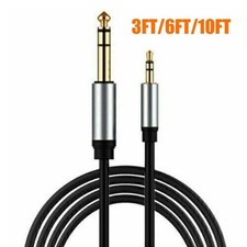 3.5mm 1/8" Male to 6.35mm 1/4" Male TRS Stereo Audio Cable Cord for Laptop PC