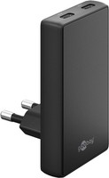 Goobay USB-C PD GaN Dual Fast Charger 90° Flat 65W Black 75725