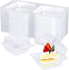 100 Pack Clear Plastic Square Hinged Food Clamshell Container,Disposable to Go C