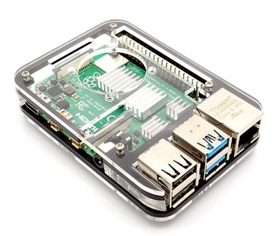 Slim Acryl Gehäuse Case für Raspberry Pi 4, stackable, transparent/schwarz