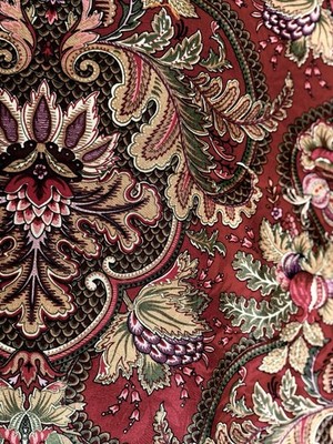Raymond Waites Ancient King Fabric 3.75yd Jacobean Paisley Acanthus Fleur De Lis