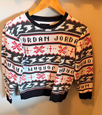 Jordan Boys M Pullover Sweatshirt Jumpman Fair Isle Fleece Crew Long Sleeve