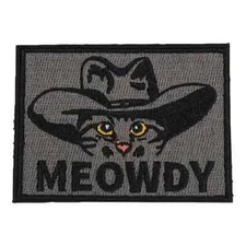 Meowdy Embroidered Patch Cute Funny Animal  Hook And Loop For Bags Hats Etc.