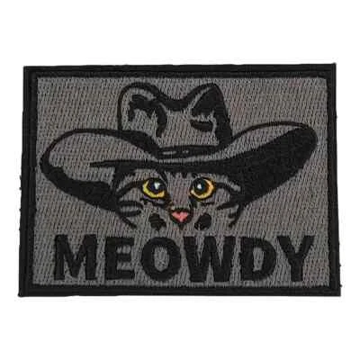 GAUGEUSA Meowdy Embroidered Patch Cute Funny Animal Hook And Loop For Bags Hats Etc.