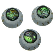 3xPlastic Push On Fit Abalone Cap ST Guitar knobs For Metric 5.8mm Pots White