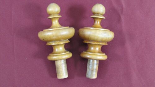 Antique French Finials Wood Stairway Newel Staircase Post Ornament Salvage Pair - Picture 1 of 5