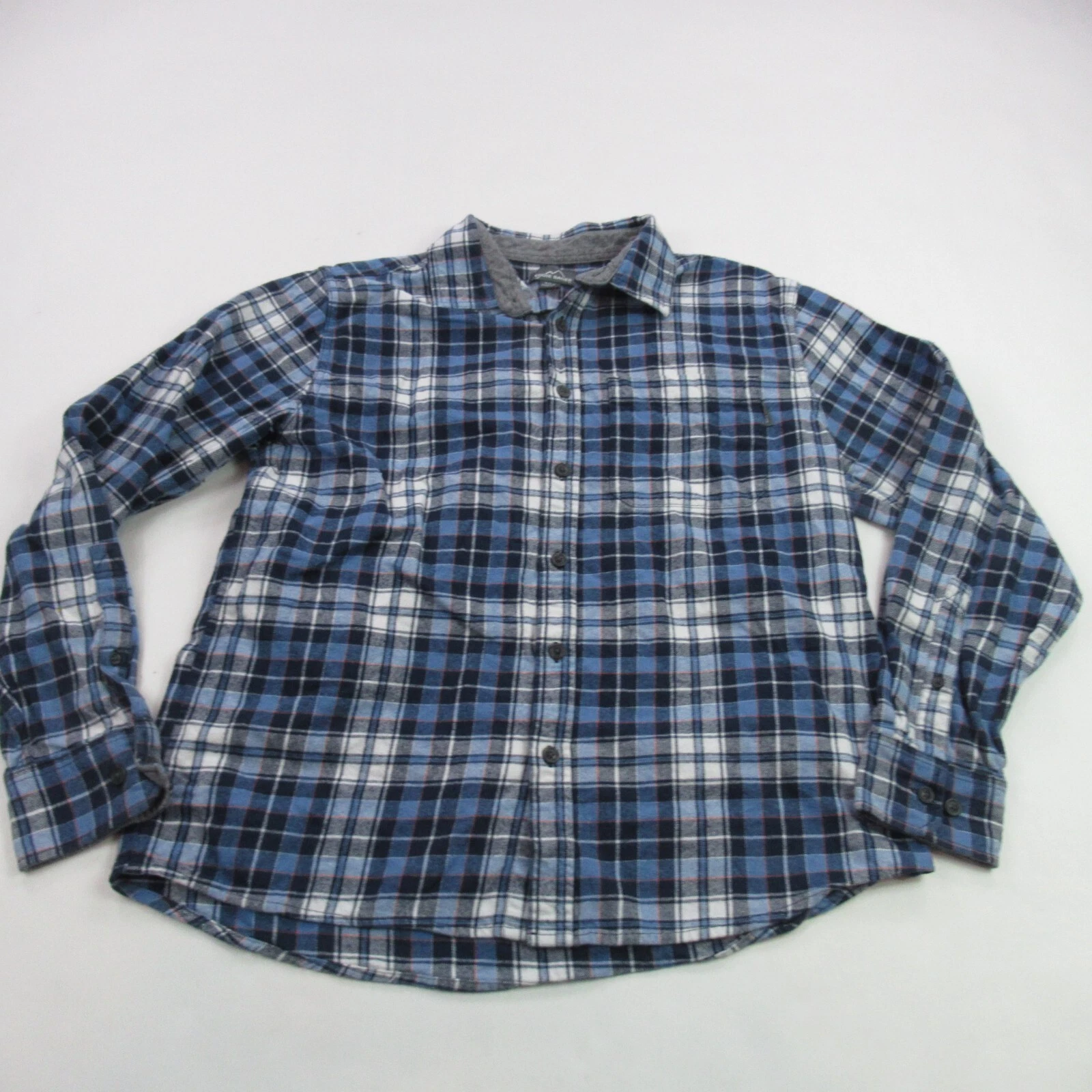 Eddie Bauer Shirt Mens Large Long Sleeve Lightweight Blue Cotton Casual