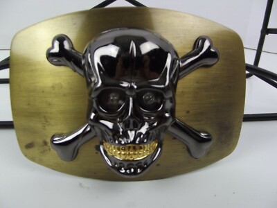 New Belt Buckle Skull Crossbones Pirates Eyes Lite up 