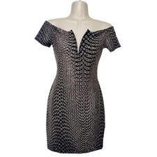 G by Guess Off the shoulder Bodycom Black Glitter Mini Dress M