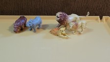 Vintage Safari Rhino Hippo Lion Toy Lot Plastic Vintage Lions Mixed Lot N